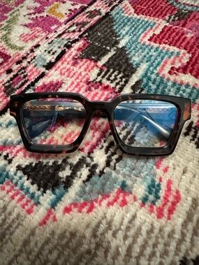 Tortoiseshell Square Frame Glasses - Blue light Lenses